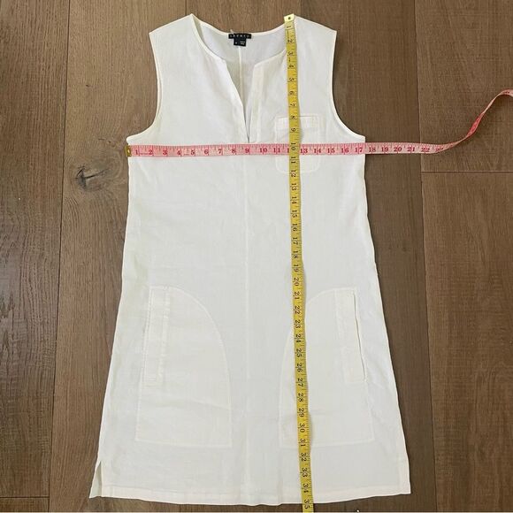 Theory Linen Blend Shift Women's Mini Dress Minimalist Beach Casual (Size 6) - Picture 8 of 13